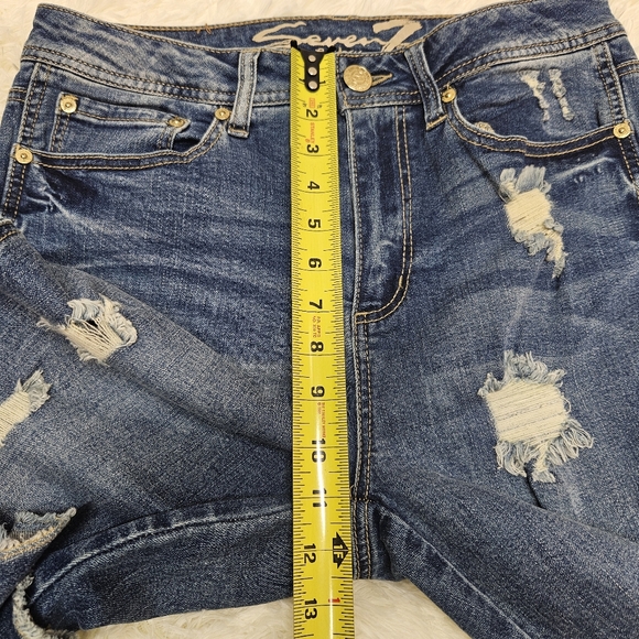 Seven7 Size 10 High Rise Ankle Legging Distressed Cuff Jeans - Picture 9 of 11